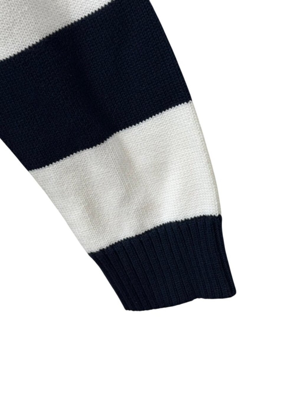 VTG Lauren Ralph Lauren 100% Cotton Striped 1/4 Zip Sweater Crest Logo Preppy L - Picture 9 of 12
